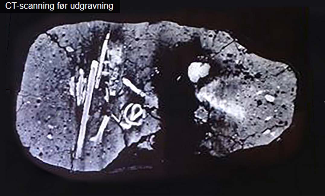 Tomografía Computarizada de la caja de herramientas vikinga recientemente descubierta en Dinamarca (videnskab.dk)
