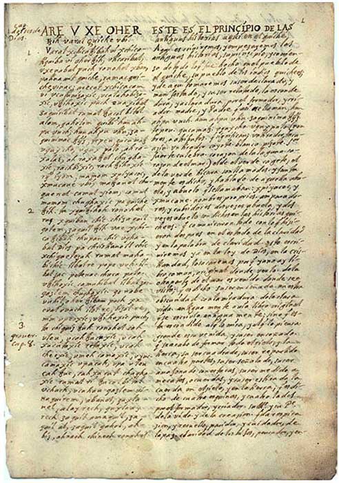 Traducción del Popol Vuh realizada en el siglo XVIII. (Public Domain)