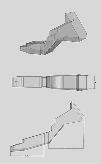 Planta, alzado y perspectiva isométrica de la tumba WV25, realizados mediante un modelo tridimensional de la misma. (R.F.Morgan/CC BY SA 3.0)