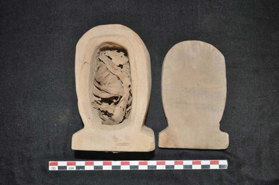 Vaso canopo hallado en una de las tumbas de Asuán. (Ministerio de Antigüedades de Egipto)