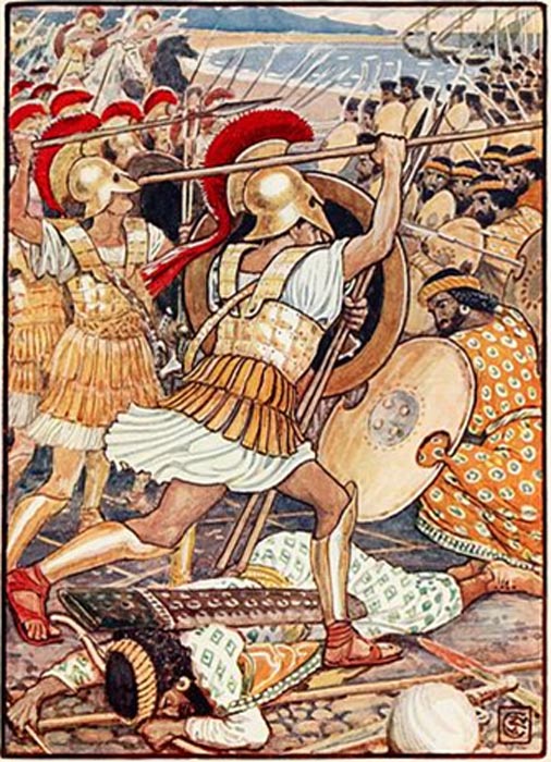 Guerreros atenienses abalanzándose sobre el ejército persa. (Public Domain)