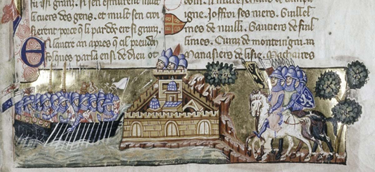 Portada - Los cruzados atacan Constantinopla, ilustración de un manuscrito veneciano de la historia de la Cuarta Cruzada escrita por Geoffreoy de Villehardouin. (Public Domain)