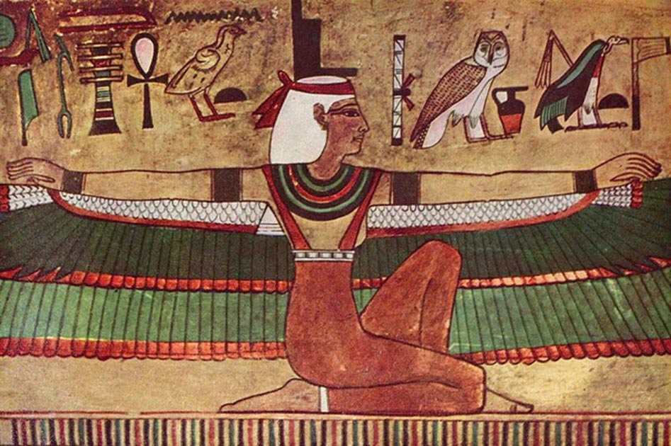 Portada - Pintura mural en la que se observa a una Isis alada con los brazos extendidos. Tumba de Seti I (KV17), Valle de los Reyes. (Public Domain)