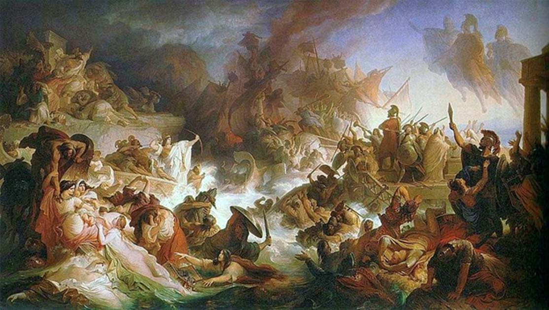 Portada - ‘Batalla de Salamina’ (1868). Óleo de Wilhem von Kaulbach. (Public Domain)