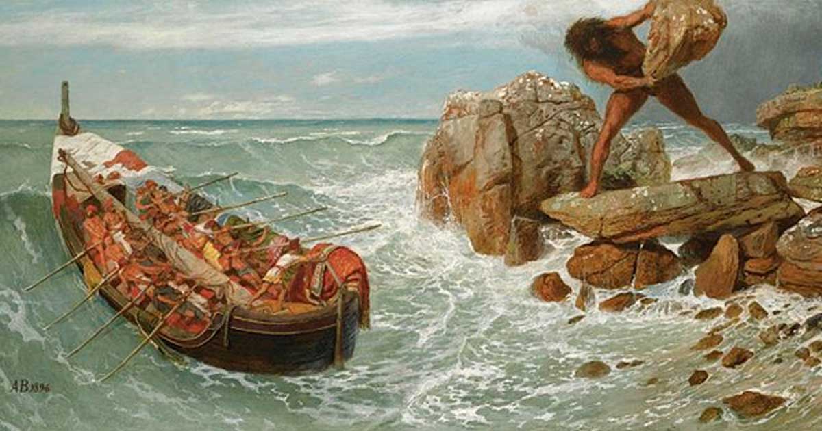 Portada - ‘Odiseo y Polifemo’, óleo de Arnold Böcklin (1896). Polifemo es uno de los pocos Cíclopes cuyo nombre conocemos. (Public Domain)