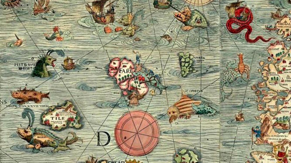 Portada - Detalle de la Carta Marina de Escandinavia creada por Oleo Magno en 1539. Biblioteca Estatal de Munich, Alemania. (Public Domain)