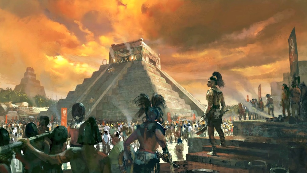 Portada - Ilustración en la que se observan rituales y ofrendas de los mayas a sus dioses. (Código Oculto)
