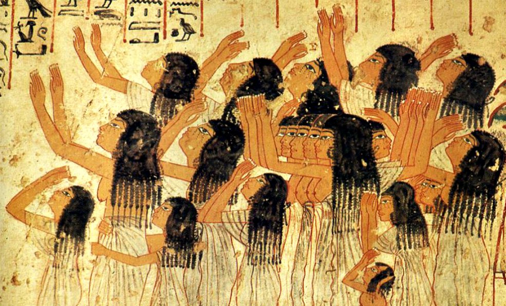 Portada - Fresco de la tumba de Ramsés (XVIII dinastía) en el que se puede observar un numeroso grupo de plañideras. (Public Domain)