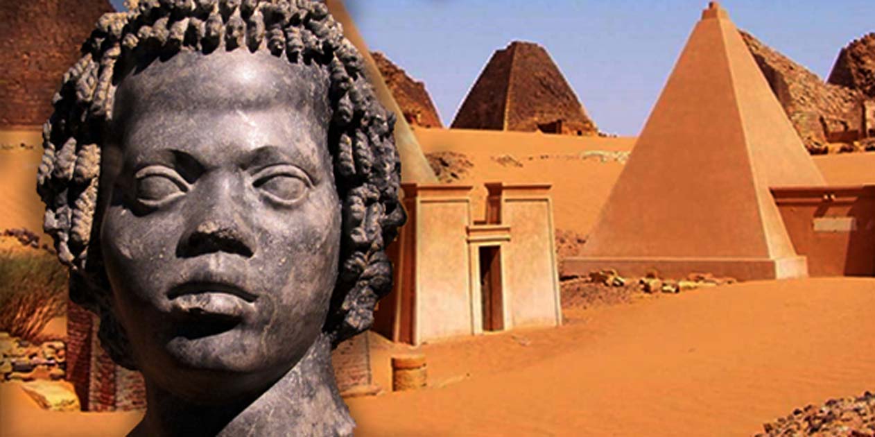 Portada - Busto de un joven nubio (CC BY-SA 3.0) y Pirámides de Meroe (Sudán). (CC BY-SA 2.0)