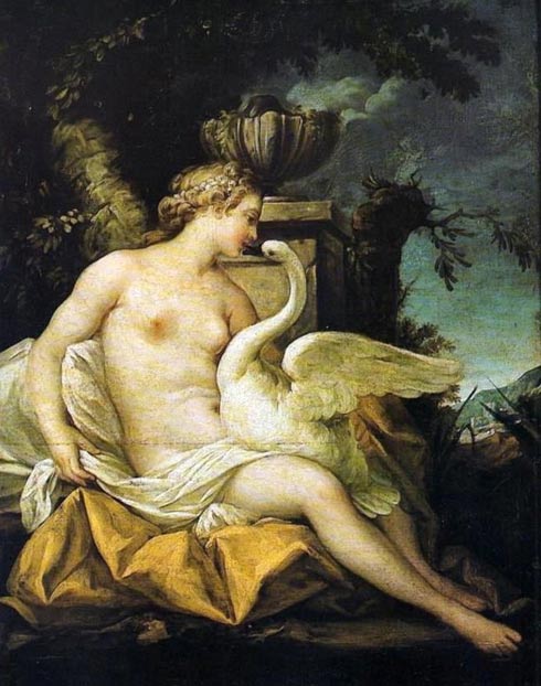 Leda y el Cisne. Jean-Baptiste Marie Pierre (Public Domain)