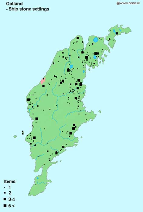 Situación geográfica de los barcos de piedras de la isla sueca de Gotland. (Public Domain)