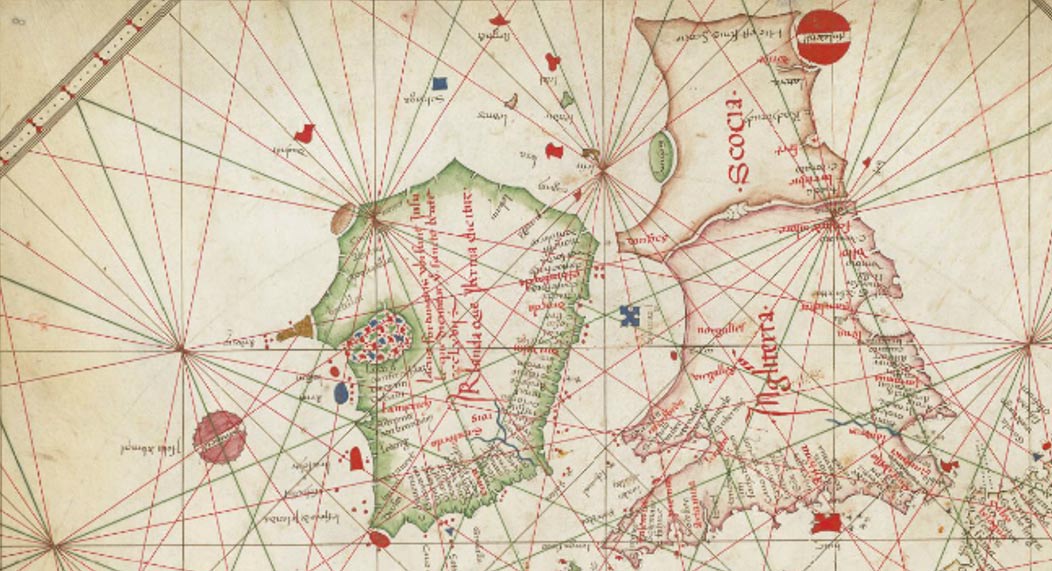 La Carta Náutica de Europa Occidental, de 1473, muestra a Hy-Brasil con forma circular (British Library) 
