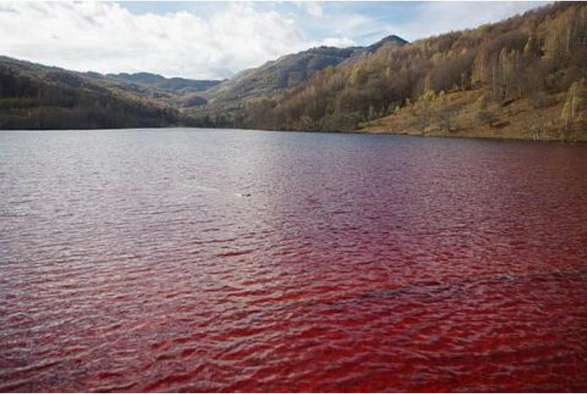 Un lago rojo. Imagen únicamente representativa.