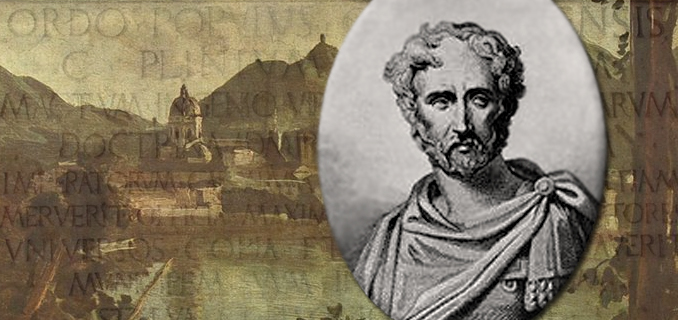Portada - Retrato de Plinio el Viejo-Paisaje de Como (Italia) e inscripción(Public Domain)