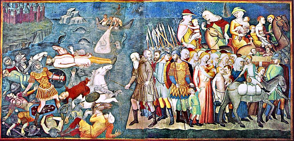 Portada-El Faraón y su ejército perecen ahogados al intentar cruzar el Mar Rojo, según se recoge en el Antiguo Testamento. Obra de Bartolo di Fredi. (Wikimedia Commons)