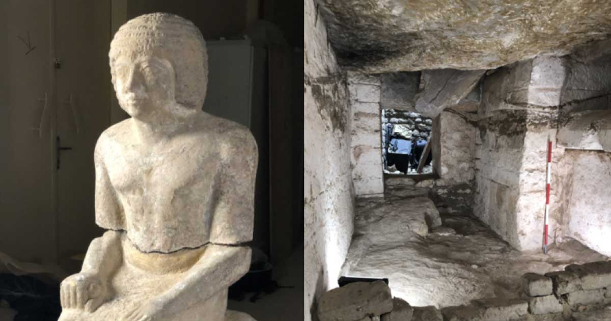 Portada - Estatua del sacerdote y alto funcionario Kaires hallada en una tumba recientemente descubierta en Egipto. Fuente: Instituto Checo de EgiptologÃ­a, Universidad Carolina, Praga