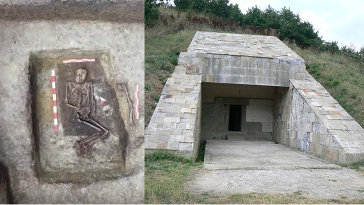 Portada - La tumba de un hombre inusualmente alto de la Edad del Bronce recientemente descubierta en Bulgaria. (Museo de Primorsko/Nova TV) Imagen representativa de la entrada a un tÃºmulo cercano a la ciudad de Strelcha, Bulgaria. (Dominio pÃºblico)