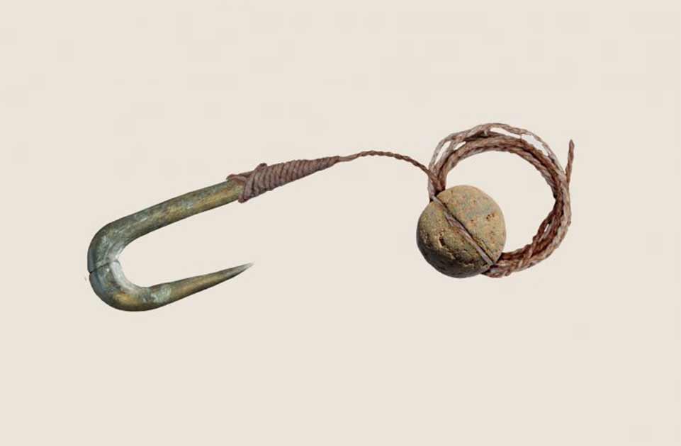 Anzuelos de pesca utilizados para capturar carpas de 12.000 años