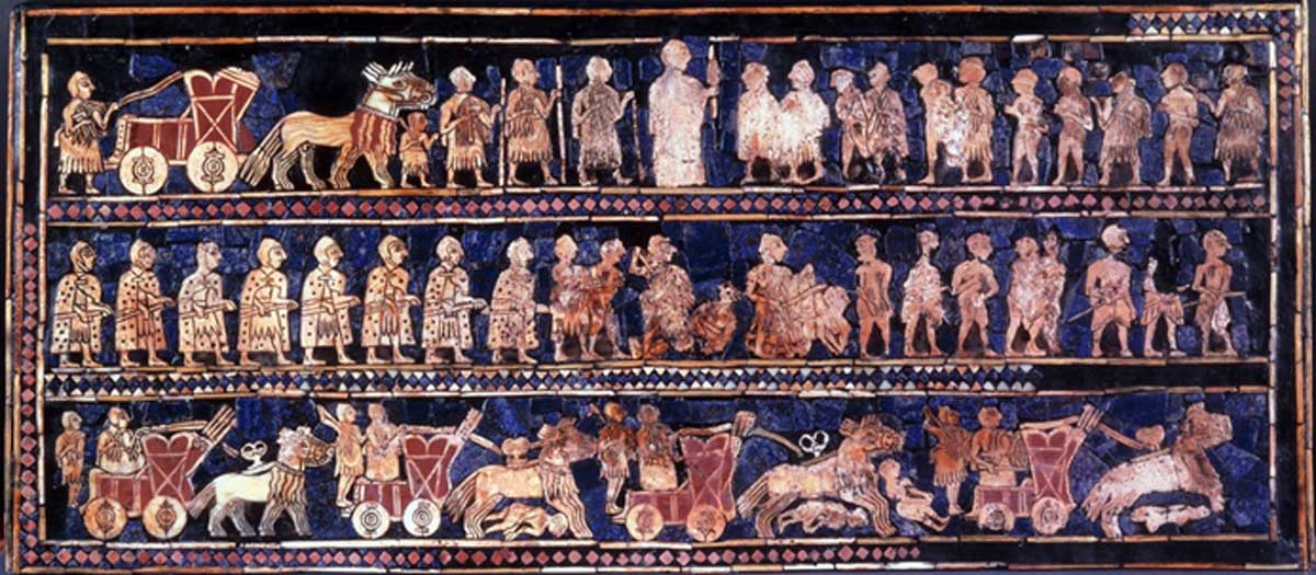EstÃ¡ndar del mosaico de Ur, siglo 26 aC. 