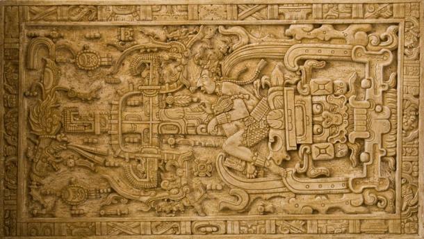 El complejo tallado encontrado en la tapa del sarcófago de Pakal