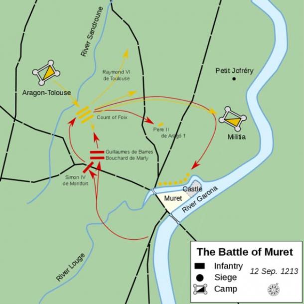 Curso de la Batalla de Muret, que condujo a la derrota de los cátaros. (Macesito / CC BY-SA 4.0)