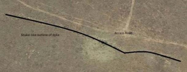 Imagen que muestra el contorno del dique donde se encontraron las tallas. (Dr. Matthew Huber / Universidad del Estado Libre)