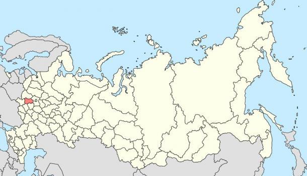 Ubicación de Kaluga Oblast en Rusia, donde los investigadores afirman haber encontrado un tornillo de 300 millones de años (Wikipedia)