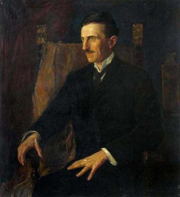 'Retrato azul de Nikola Tesla', la única pintura para la que posó Tesla. (Dominio publico)